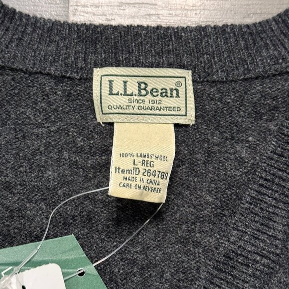 *New L.L. Bean Lambs Wool V-Neck Sweater - Grey - Picture 2 of 6